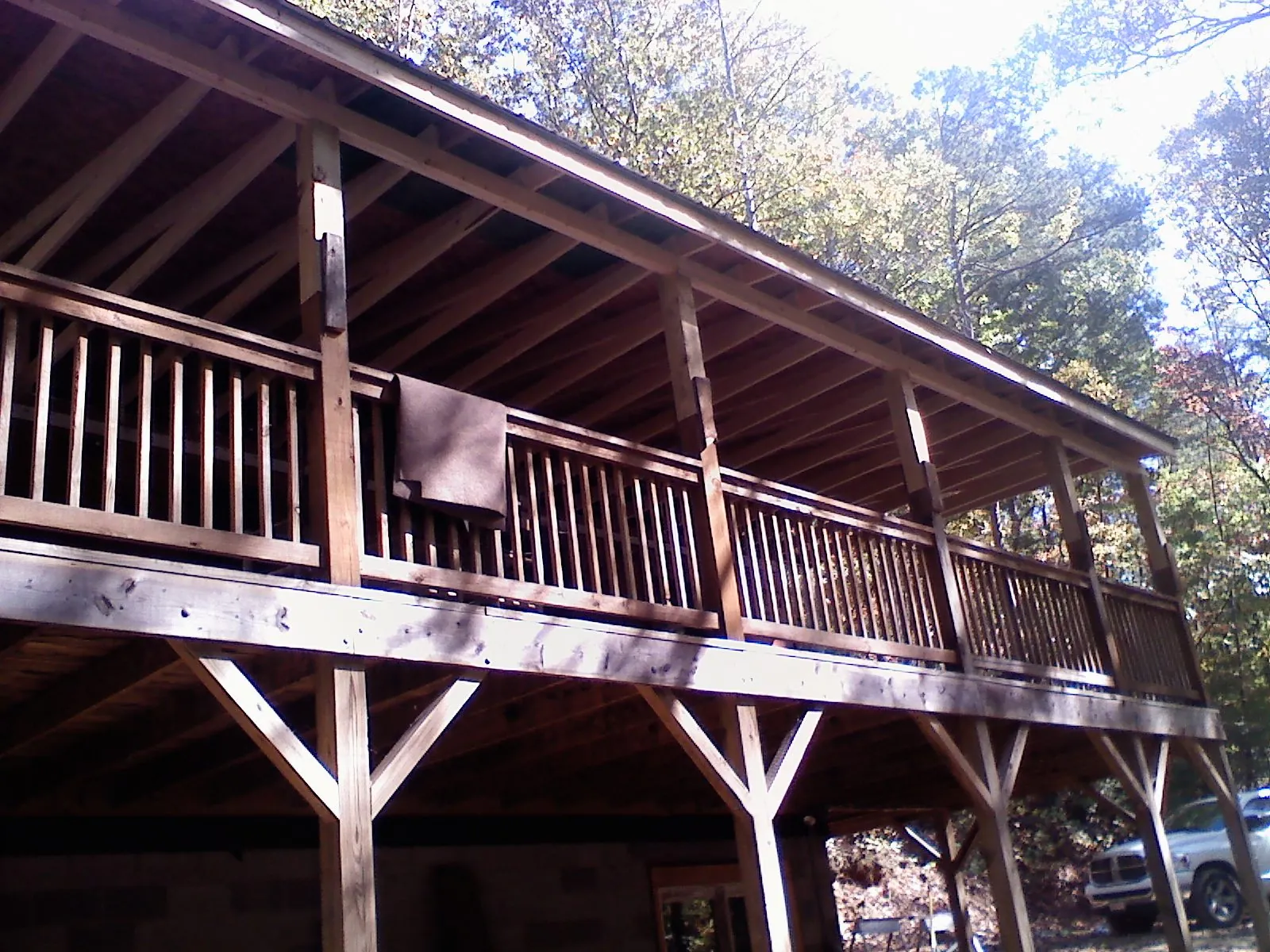 Timber framing under a new elevated porch and deck — Roof Leak Repair in Monponsett by Roofing Brothers